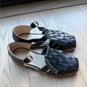 Everlane Black Leather Woven Loafers